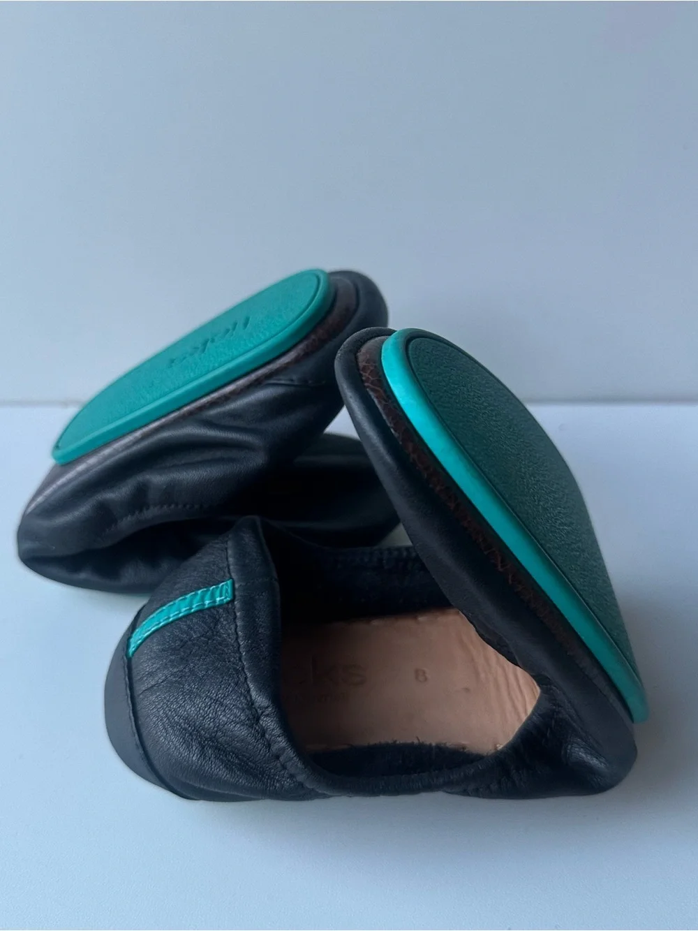 Tieks by Gavrieli Matte Black Leather Foldable Ballet Flats Shoes Size 8 + Bag